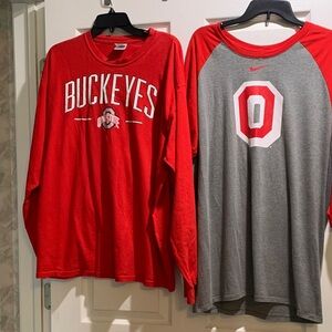 Ohio State Buckeyes Red and Gray Long Sleeve Shirts